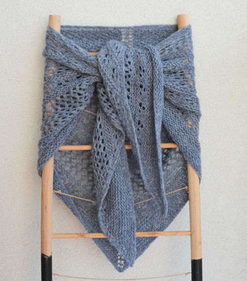 Pletený krajkový šátek, Alpaca +Merino, denim