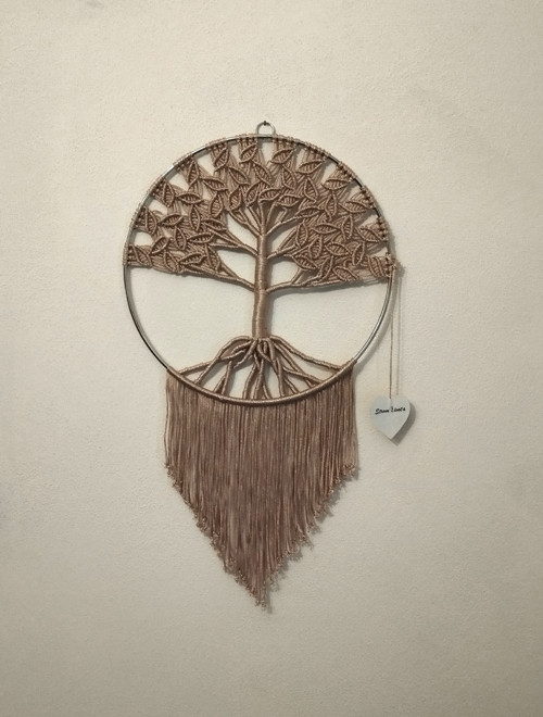 Macramé Strom života 30 cm barva šampaň