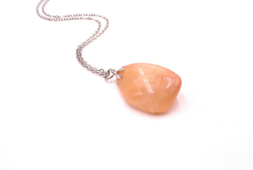 Měsíční kámen "Peach", řetízek chir.ocel