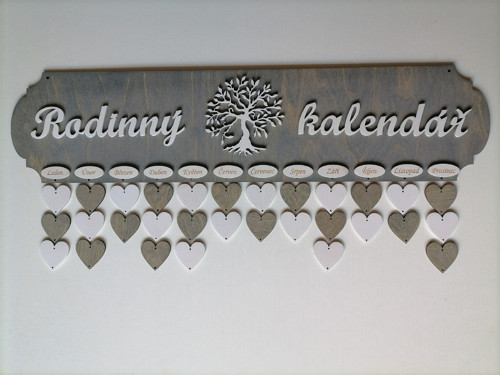 Rodinný kalendář ze stromem šedý