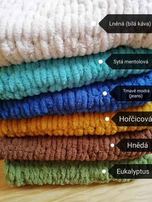 Měkká pletená deka puffy (barva na přání)