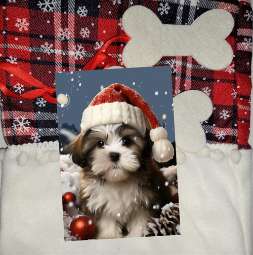Shih-Tzu Vánoční Pohlednice