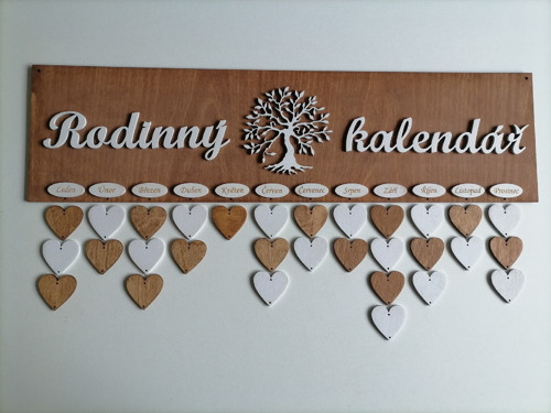 Rodinný kalendář hnědý - teak se stromem