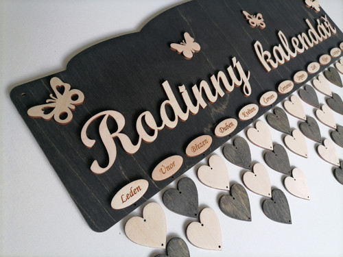Rodinný kalendář mořený - černý — foto 1