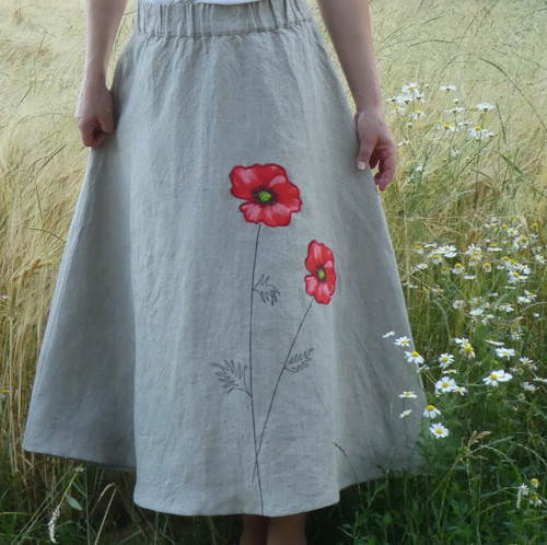 Lněná sukně Máky — foto 1