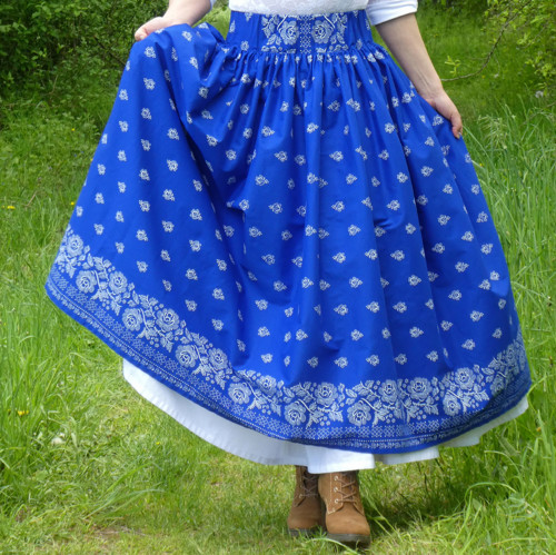 Suknice Bordúra Folk maxi na modré