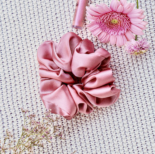 DUSTY PINK - hedvábná scrunchie JUMBO