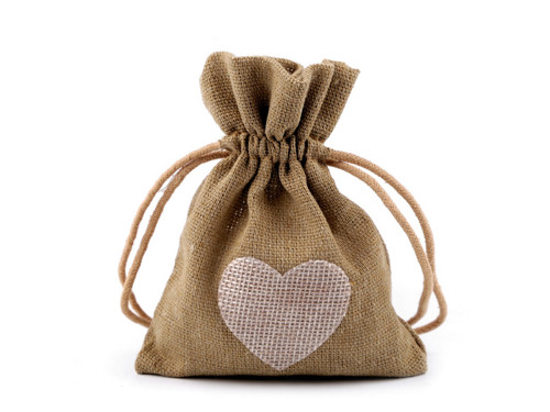 Dárkový pytlík 11x13 cm bavlněný, srdce (10ks)