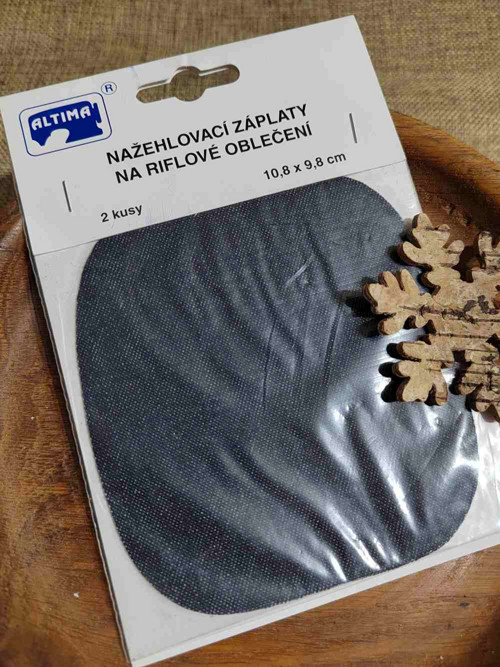 Nažehlovací záplaty riflové 10,8x9,8 cm modrá