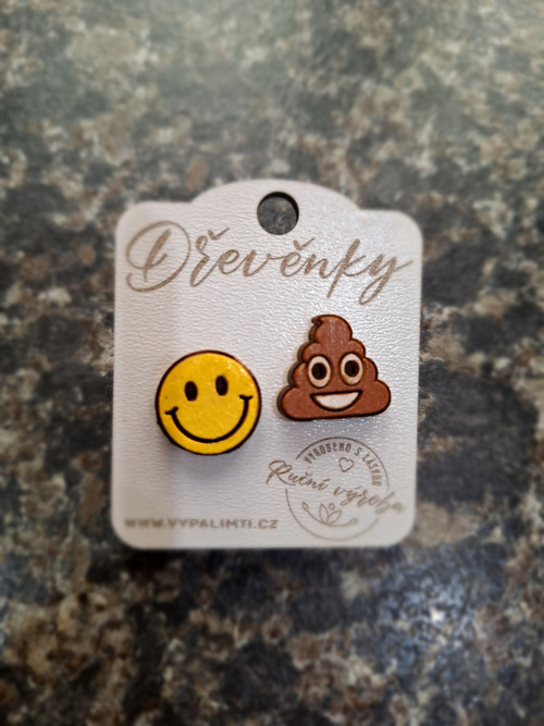 Dřevěnky - Dřevěné náušnice - Emoticon