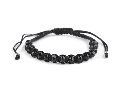 Náramek shamballa s broušenými korálky - černá