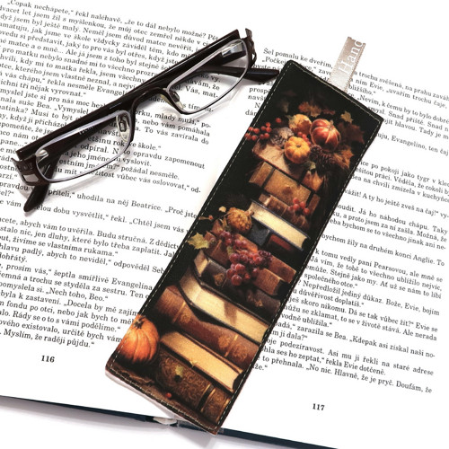 PODZIM S KNIHOU - textilní záložka do knihy