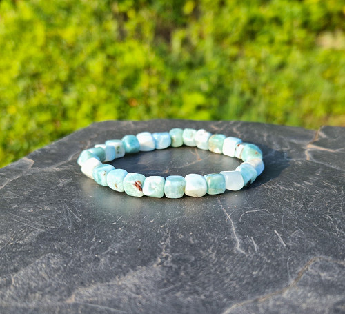 Přírodní larimar*kostičky*0,7 cm*náramek