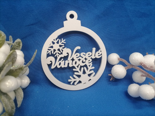Vánoční koule Veselé Vánoce bílá
