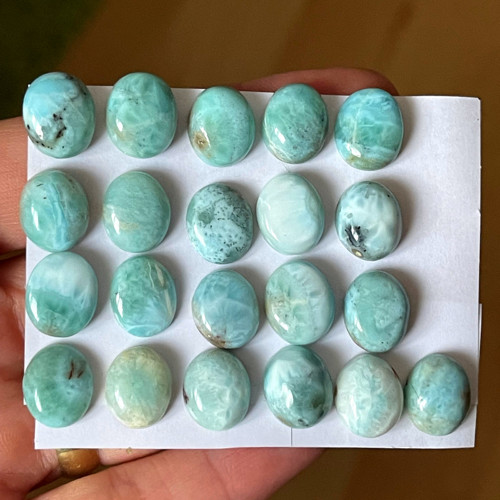 Larimar pravý kabošon 12x10mm