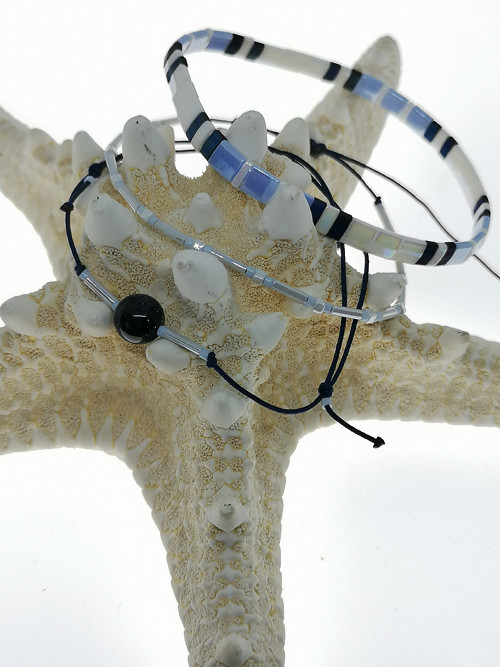 Set tří nárámků Miyuky modro - bílé — foto 1
