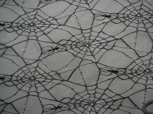 Tyl - černá pavučinka - šíře 160cm