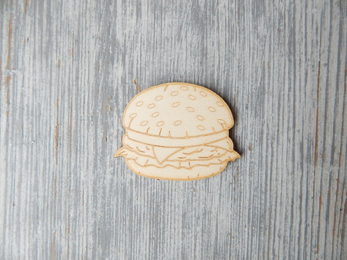 Dřevěný výřez hamburger 5,5 x 4,2 cm