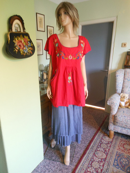 Boho vyšívaná tunika, vel.54 — foto 1