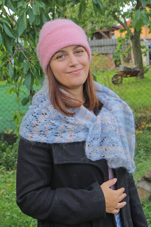 Pavučinka modro-bílo-růžová - pléd, šál