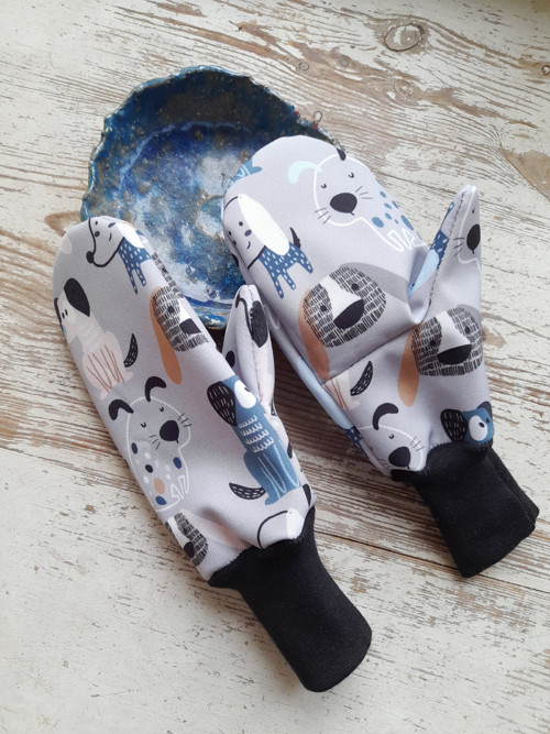 Softshellové rukavice-92-98cm-pejsci