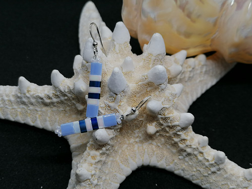 Náušnice Miyuki Tila modro bílé — foto 1