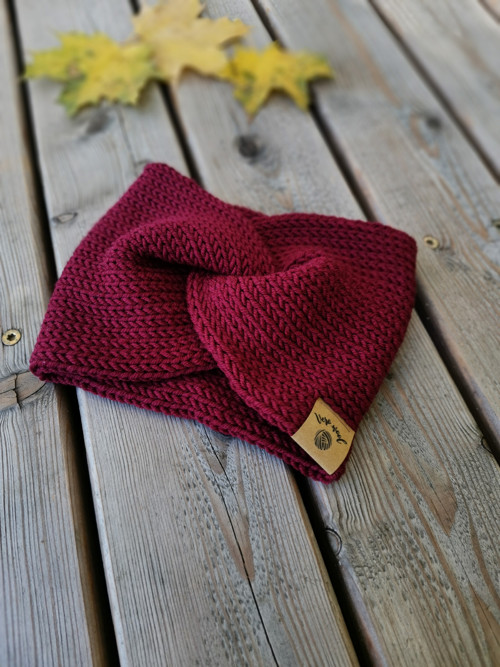 Twist merino čelenka - vínová