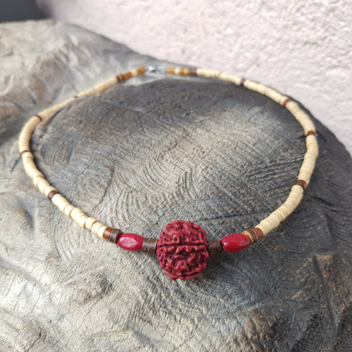 "Aghas C" Pánský náhrdelník. (Dřevo, rudraksha)