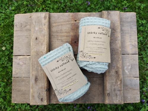 Vaflová utěrka - malá - dusty mint — foto 1