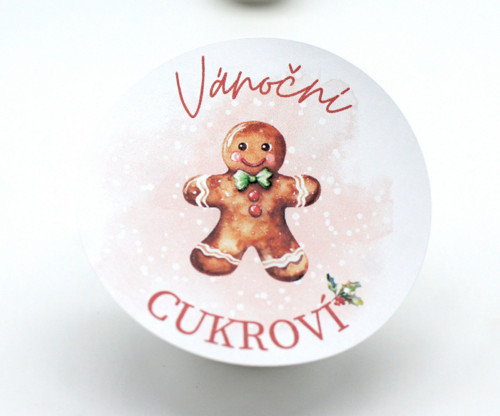 Samolepky vánoční cukroví 12 ks - velké