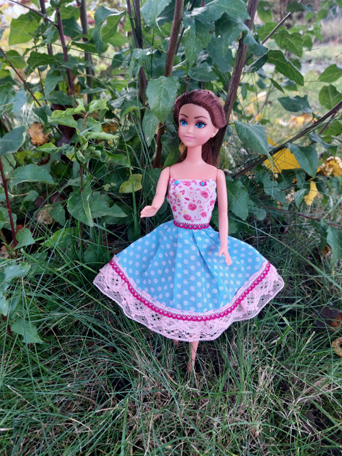 Barevné růžovo-modré bavlněné šaticky pro Barbie