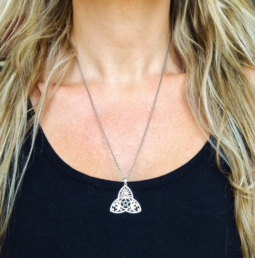 Ocelový náhrdelník*triquetra*trojitý měsíc