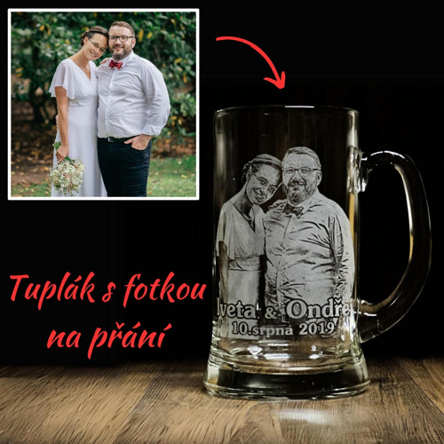 Tuplák na pivo s gravírovanou fotografií