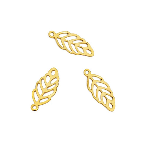 Lístek nerezová ocel zlatá 13mm, 2ks