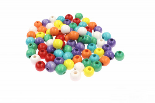 Barevné dřevěné korálky 10 mm - 80 ks