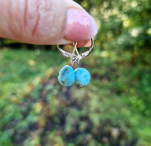 Přírodní larimar*náušnice*chir.ocel