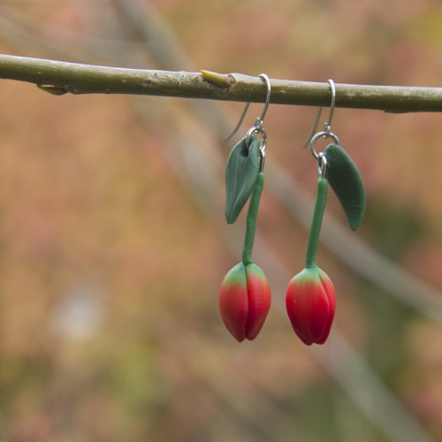 Náušnice - červené tulipány — foto 1