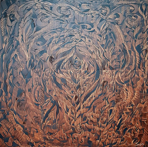 Hnědá reliéfní fantazie..... Olej na plátně 70x70c