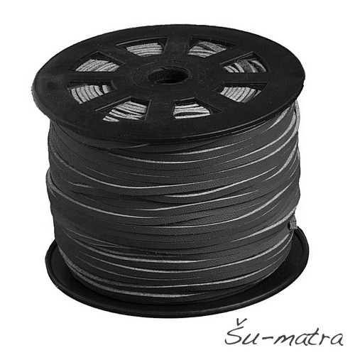 Plochá umělá kůže tmavěšedá, 3x1 mm (1m)