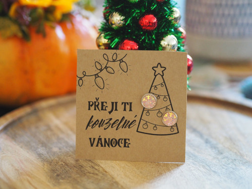 Vánoční dárková karta s náušnicemi