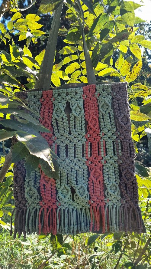 Plátěná taška s prvky macramé — foto 1