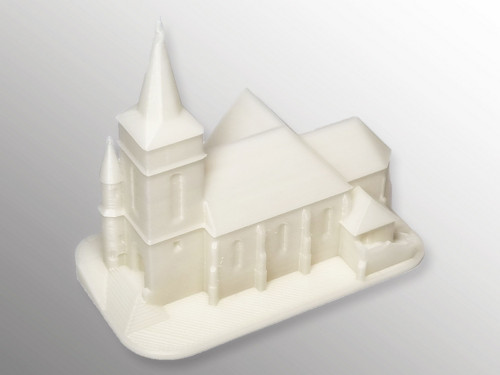 Model kostela v Bílovicích vytvořený 3D tiskem