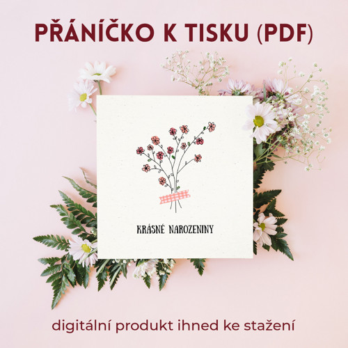 Narozeninové přání květiny k tisku (PDF)