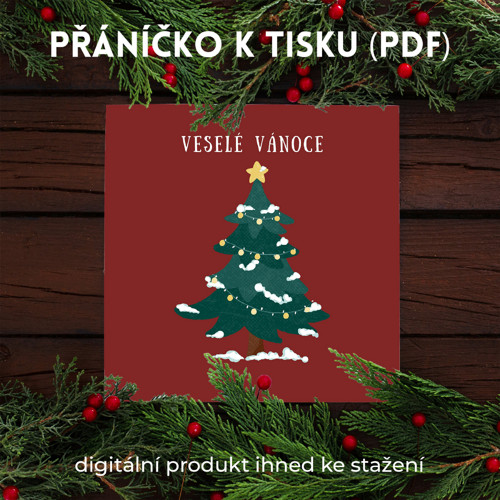 Vánoční přání stromeček k tisku (PDF)