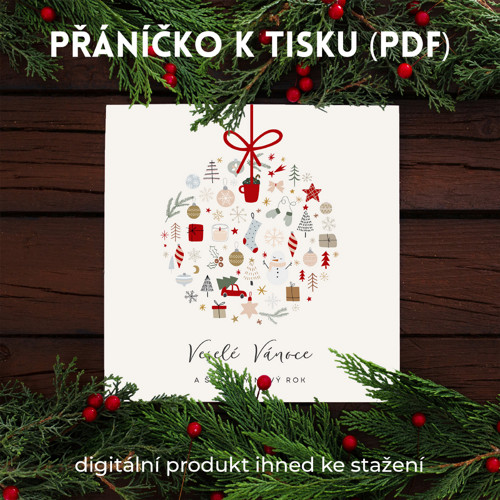 Vánoční přání ozdoba k tisku (PDF)
