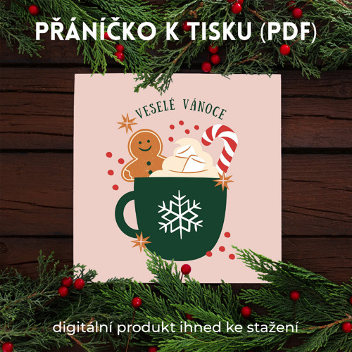 Vánoční přání hrnek k tisku (PDF)