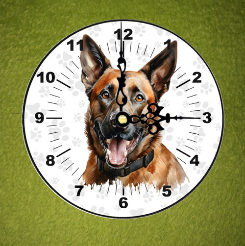 BELGICKÝ OVČÁK MALINOIS NÁSTĚNNÉ HODINY (2druhy)