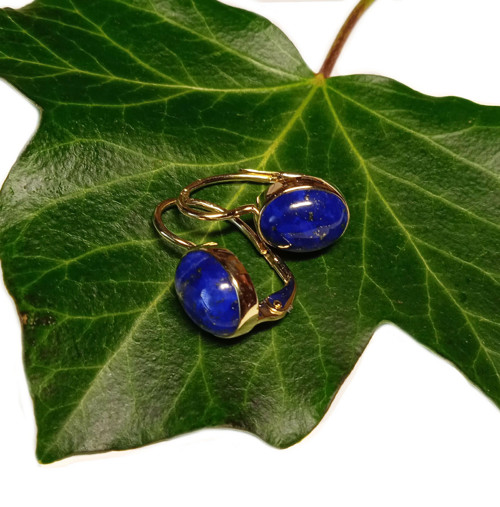 ZLATÉ náušnice EXTRA LAPIS LAZULI 10*8 — foto 1