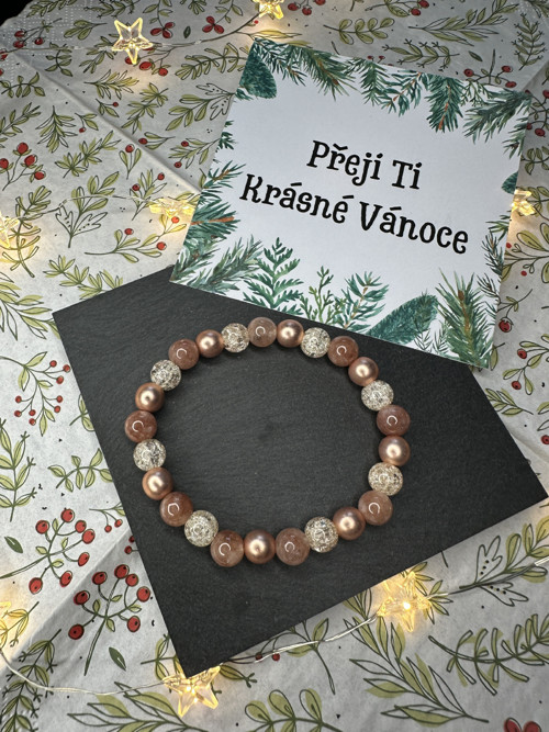 Vánoční dárková karta s minerálním náramkem