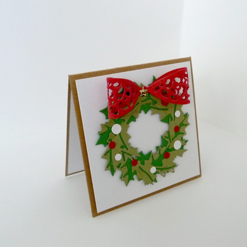 Přáníčko Věneček s mašlí - 10x10cm — foto 1
